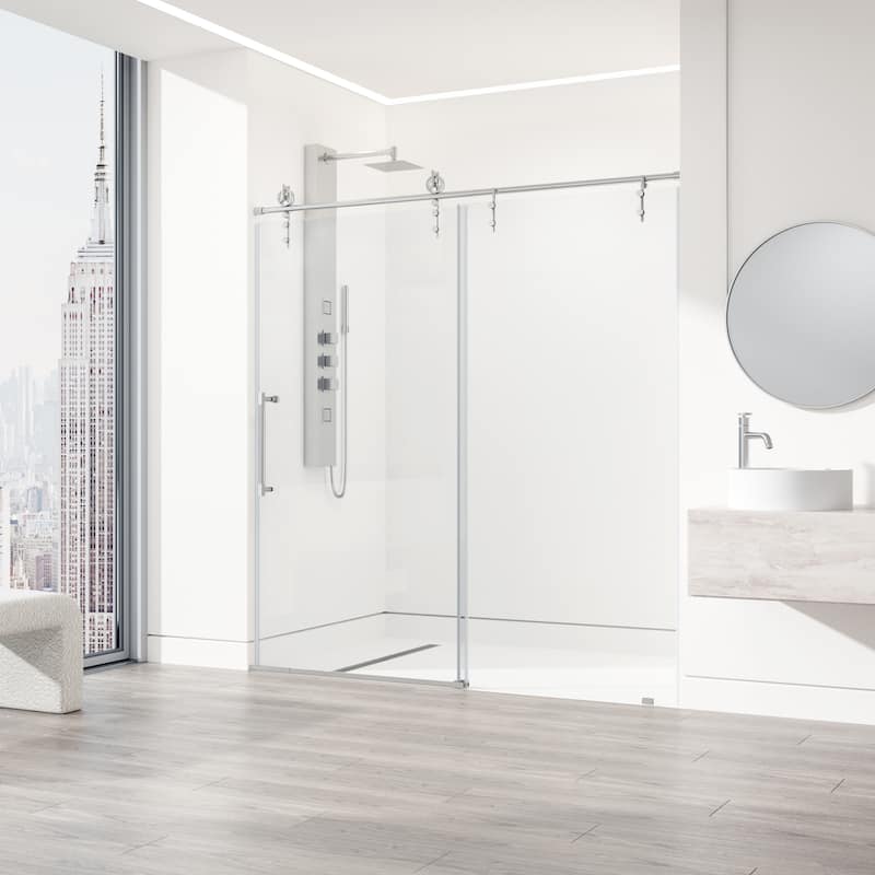VIGO Hamilton 56" to 60" W x 78" H Frameless Sliding Shower Door