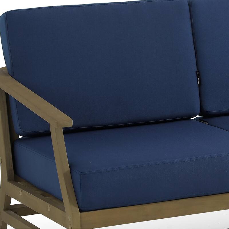 Teak Outdoor Patio Club Chairs Loveseat with Cushions