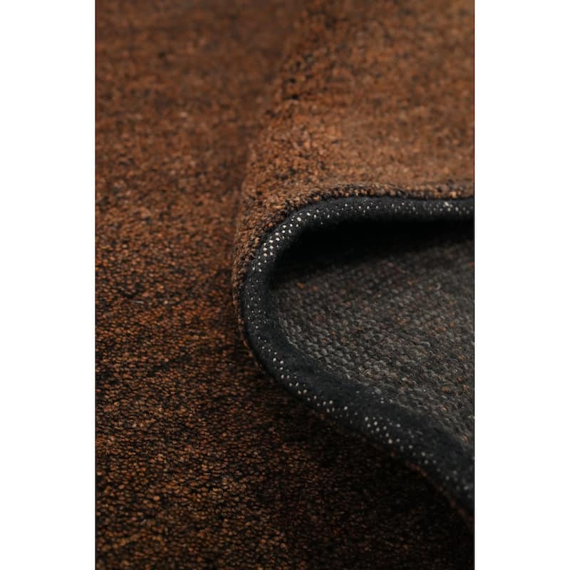 Hand Knotted Oriental 100% Wool Carpet Modern Solid Brown Gabbeh Runner Rug - 4' 6'' X 2' 5''
