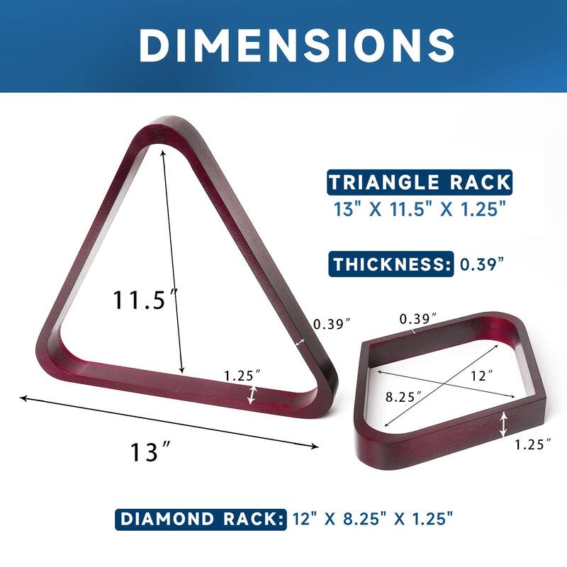 GSE™ 2-1/4"" Regulation Size Billiard/Pool Balls and 8-Ball Triangle & 9-Ball Diamond Rack Set - Billiard Accessory Kit