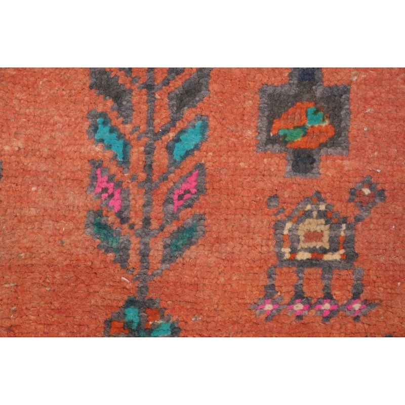 Hand Knotted Oriental 100% Wool Carpet Traditional Geometric Oranges & Rust Heriz Runner Rug - 8' 8'' X 3' 0''