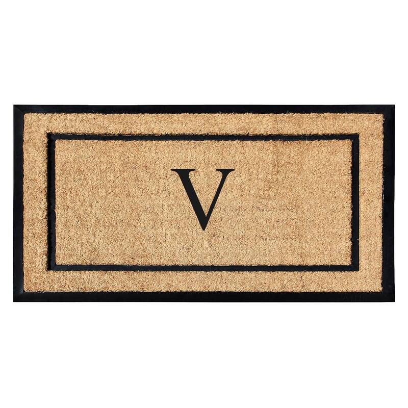 A1HC Natural Coir Monogrammed Door Mat for Front Door, Durable Large Outdoor Rug, Heavy Duty Welcome Doormat - 24" X 48"
