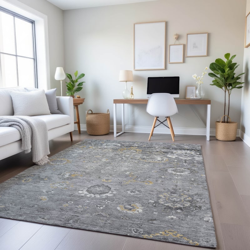 Premium Washable Super Soft Traditional Vintage Mayfield Rug - Gray - 10' x 14'