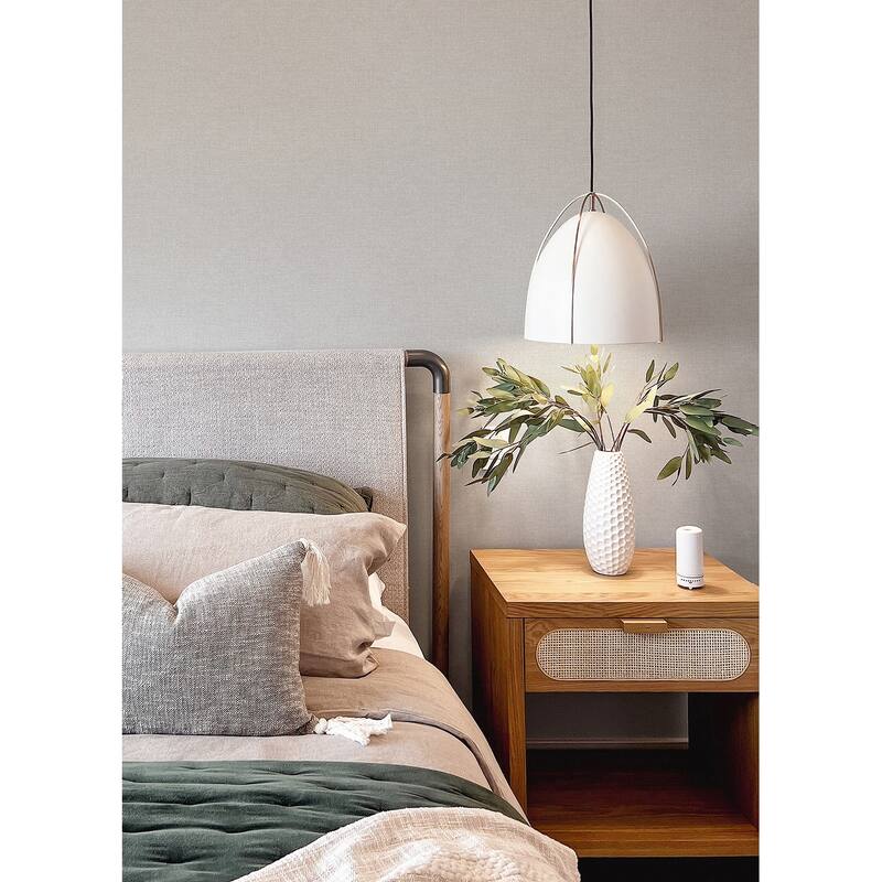 Brewster Glen Grey Linen Wallpaper