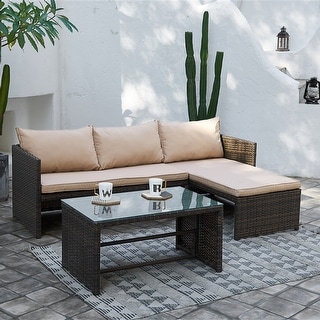 Grearden 3-pc. Rattan Patio Sofa and Chaise Set