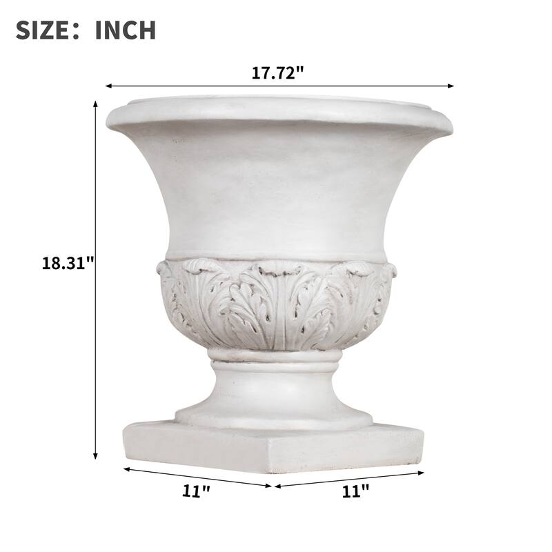 Christopher Knight Home - Classical 18.31"H Outdoor Pedestal Urn Planter with Acanthus Leaf Design