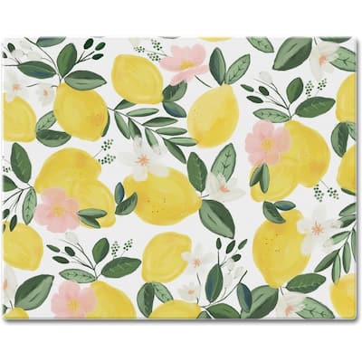 Lemons On The Vine 3mm Heat Tolerant Tempered Glass Cutting Board 15” x 12” Manufactured in the USA Dishwasher Safe