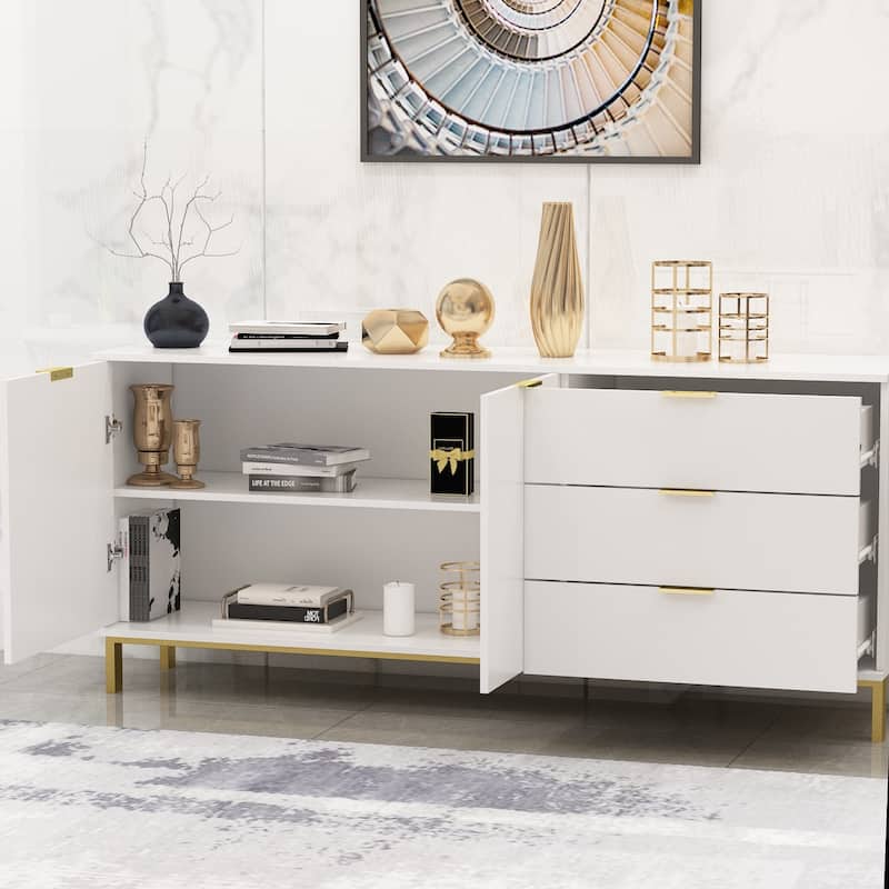 Timechee Mid-century Modern Dresser with Gold Legs