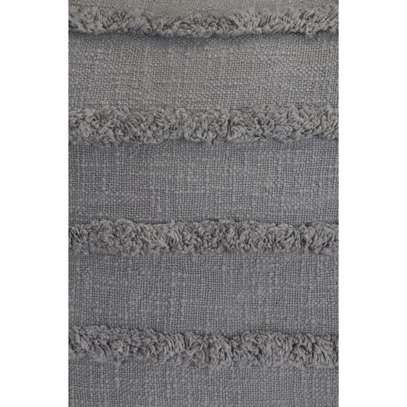 20" Gray Overtufted Solid Square Throw Pillow