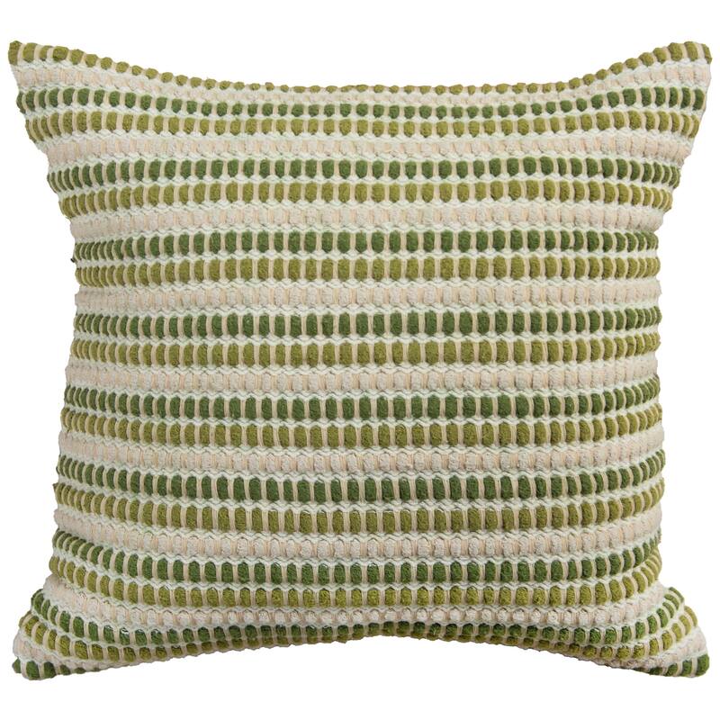 Rizzy Home Striped Textured Throw Pillow - Natural/Green - Down Alternative