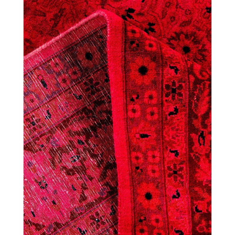 Overton Hand Knotted Wool Vintage Inspired Modern Contemporary Overdyed Pink Square Area Rug - 6' 1" x 6' 2"