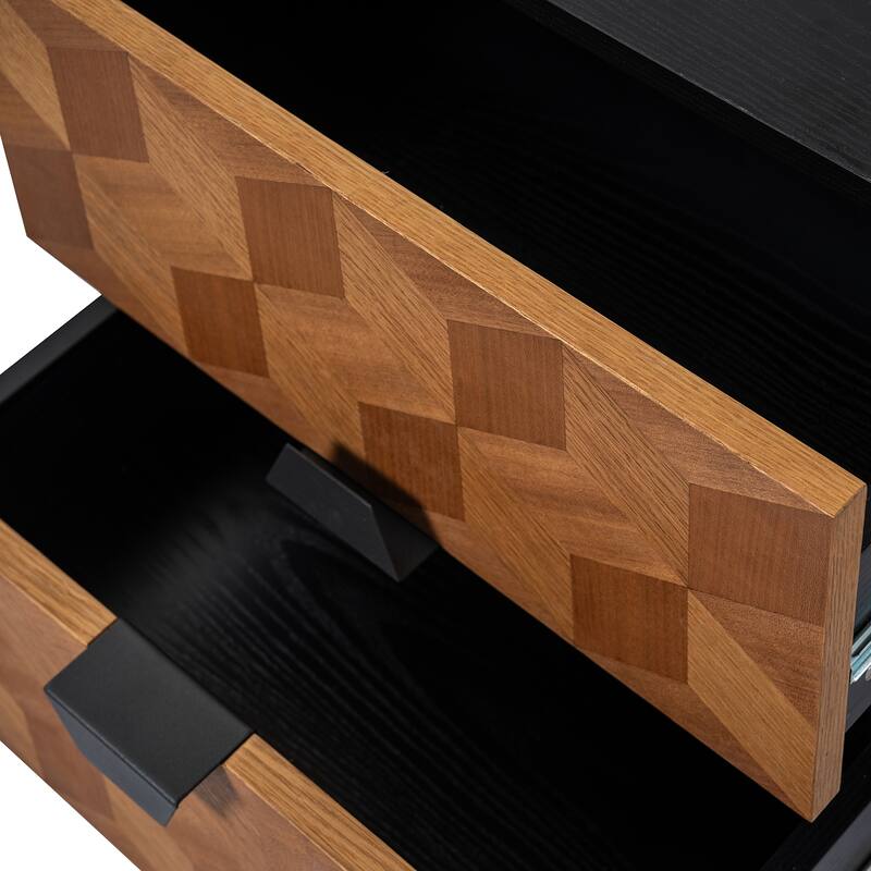 Apakah Modern 25"Tall 2-Drawer Nightstand with Charging Station and Adjustable Legs Set of 2 by HULALA HOME