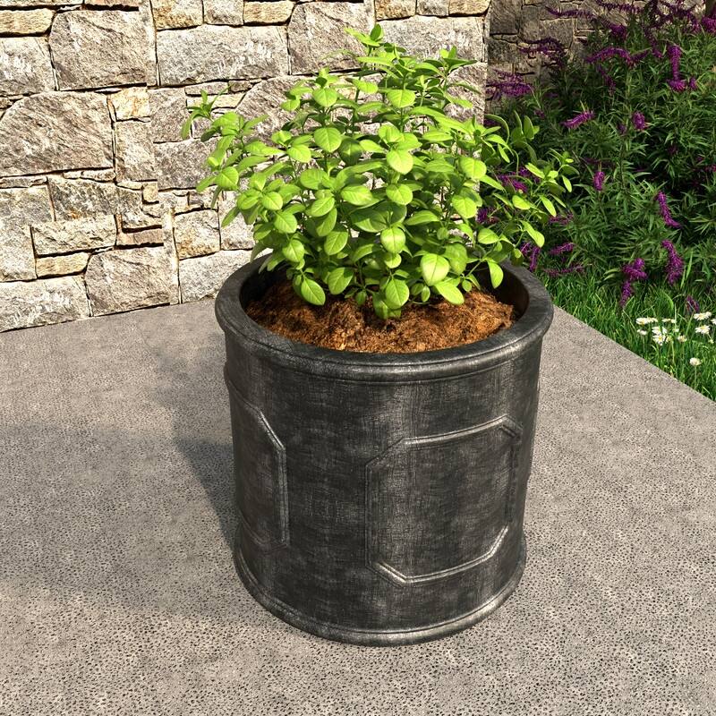 Meadow Classic Round Fiberstone and MGO Clay Planter with Drainage for Indoor Outdoor Home Office Yard Patio Fully Assembled