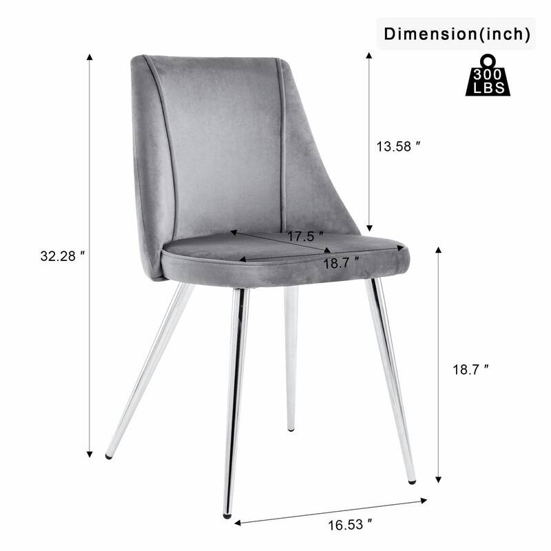 Modern Light Luxury Dining Chairs with Metal Legs-Set of 4