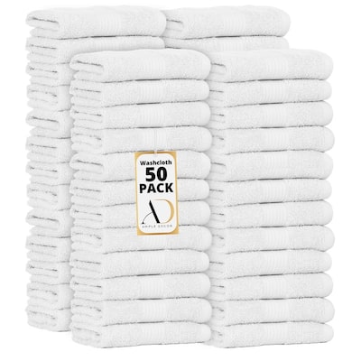 Pure Cotton 600 GSM Absorbent Wash Cloths 12x12 Inch by Ample Decor - 50 Pcs