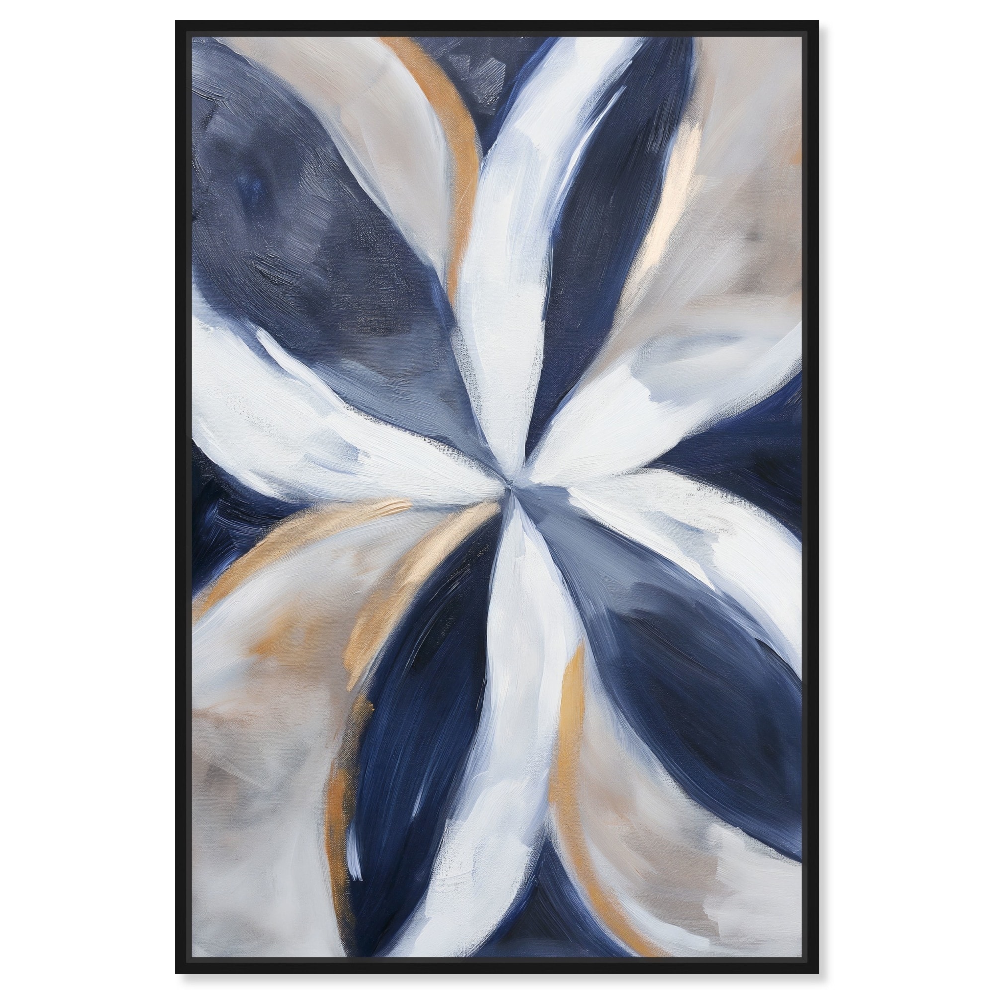 white And Blue Blossom III Canvas Indigo Abstract Art by Art Remedy