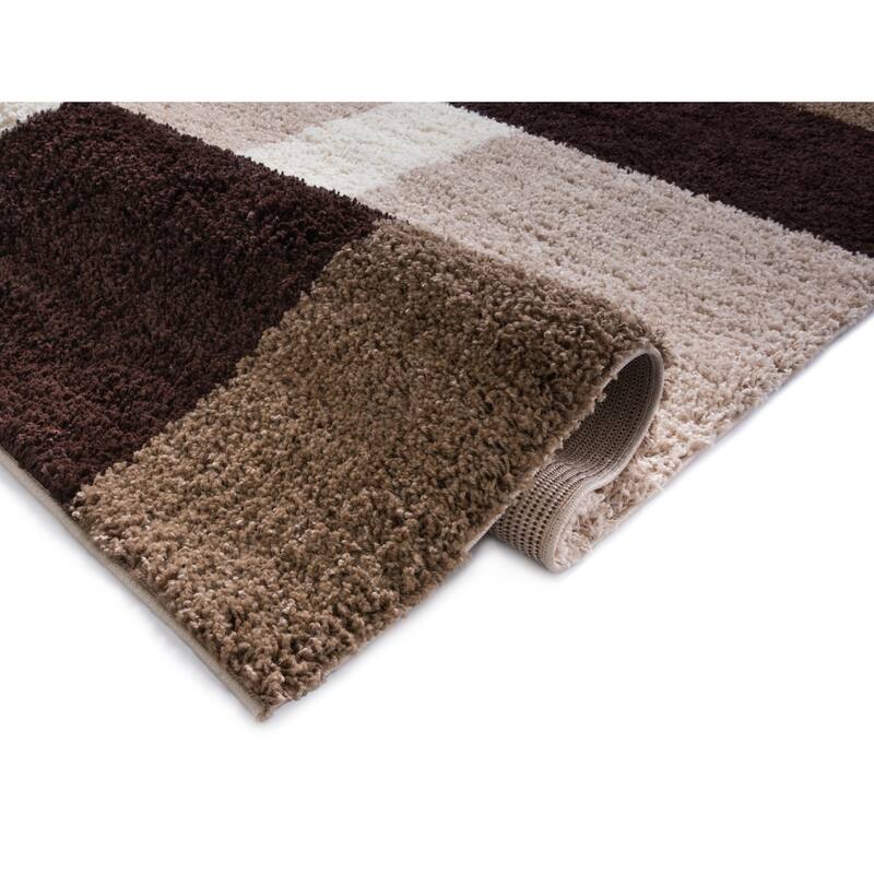 Well Woven Shag Plush Geometric Modern Contemporary Color Block Area ...