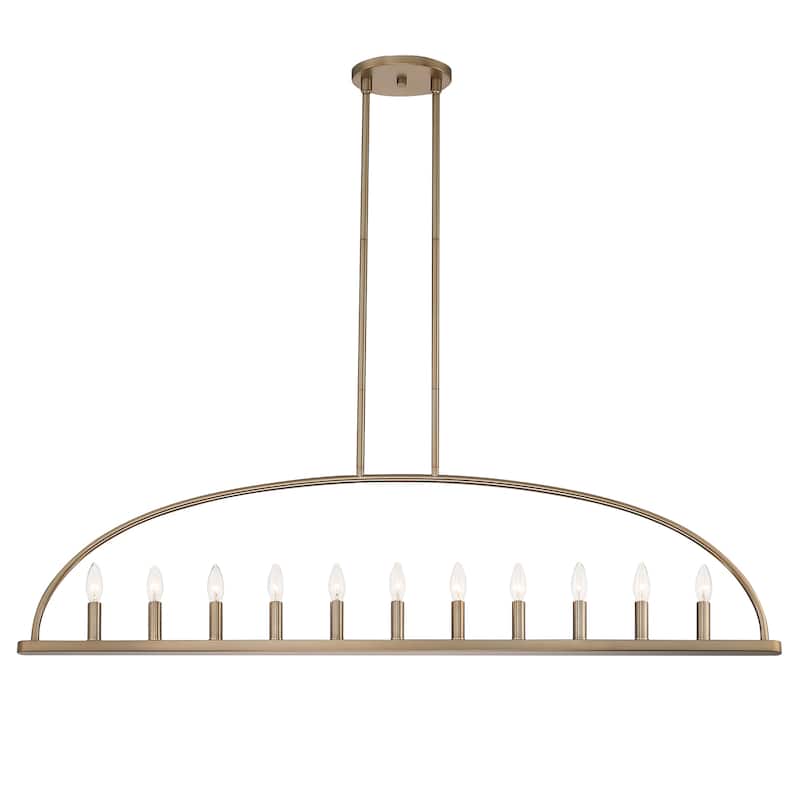 Abbott 11 Light Vibrant Gold Linear Chandelier - 54''W x 13.75''H