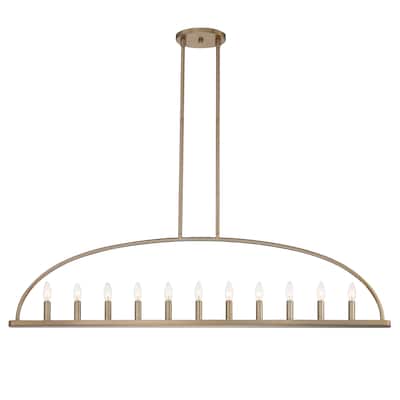 Abbott 11 Light Vibrant Gold Linear Chandelier - 54''W x 13.75''H