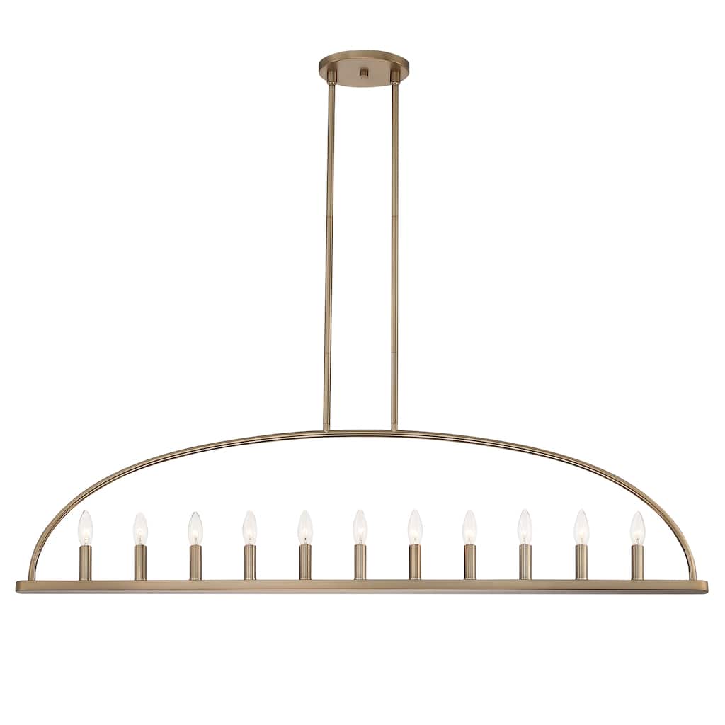 Abbott 11 Light Vibrant Gold Linear Chandelier - 54''W x 13.75''H