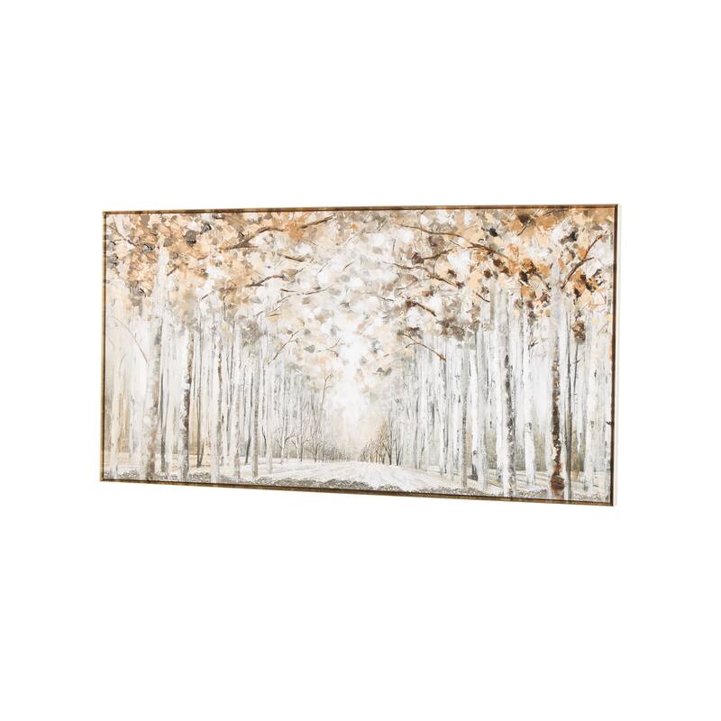 Canvas Landscape Forest Framed Wall Art with Brown Accents - Gray - Roche River Decor