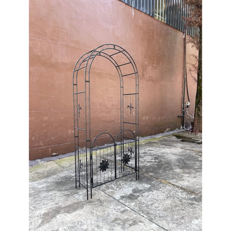 Metal Garden Arch with doors Garden Arbor Trellis Climbing Plants Support Outdoor Arch Wedding Arch Party Events Archway