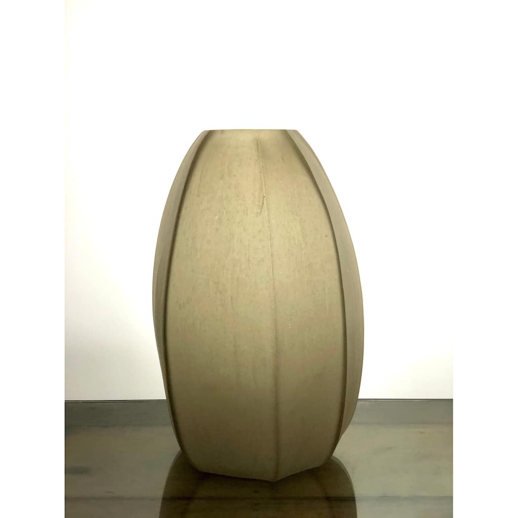 Potli Vase Large Stone Cut Smoke Brown Dia 11.75" -ST - Smoke Brown