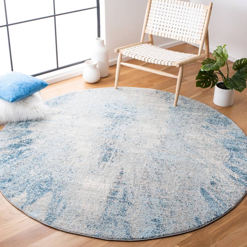SAFAVIEH Tulum Hortense Modern Abstract Burst Rug - 3' Round - Grey/Blue