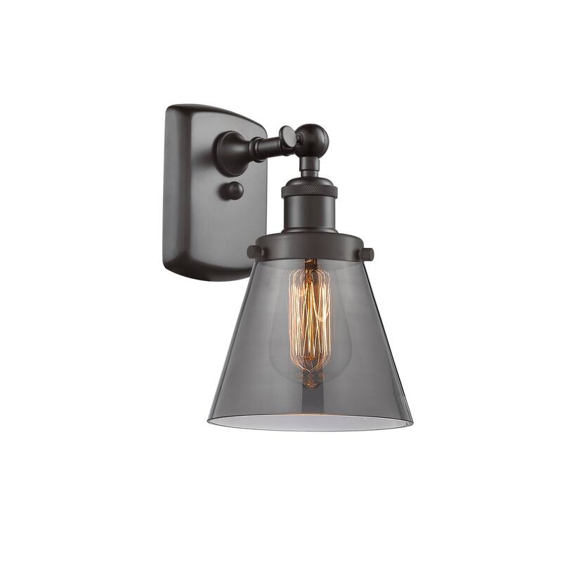 Innovations Lighting Small Cone 6" Wide Bathroom Sconce - Oil Rubbed Bronze / Plated Smoke