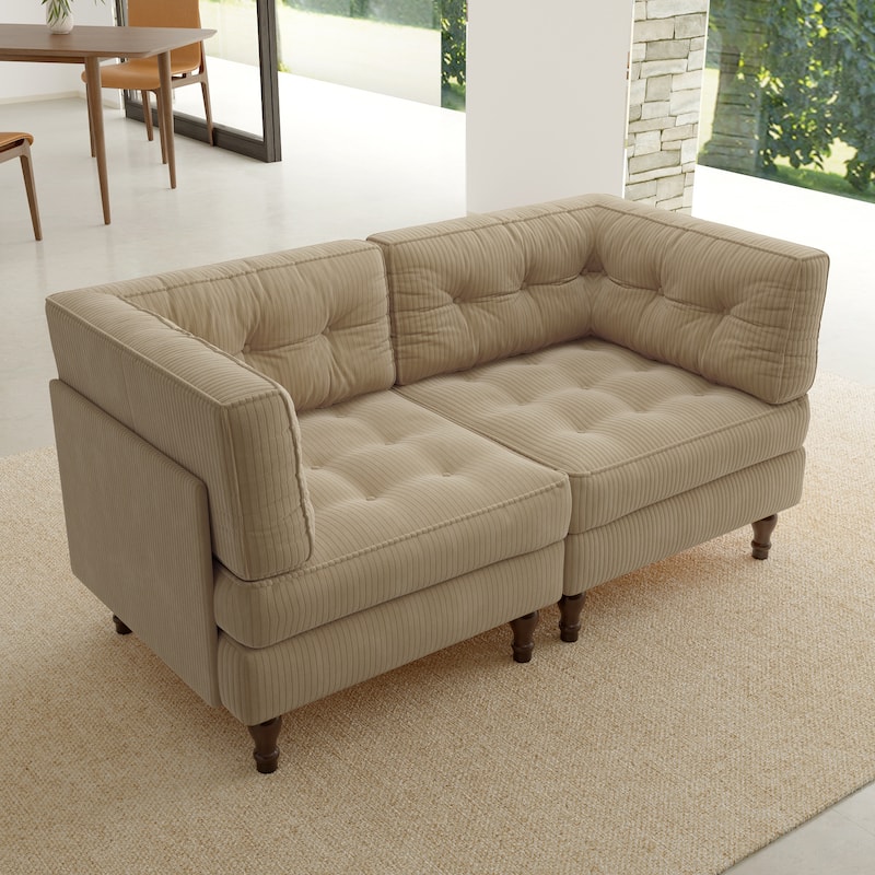 Oversized Sofa Corduroy Tufted Modular Sectional Set