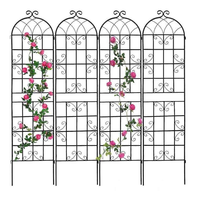 Outdoor Metal Rustproof Garden Arched Trellis for Climbing Plants - Black 4