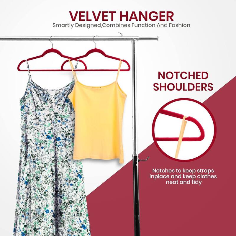 Flocking non-slip plastic hanger velvet thickened clothes rack 50pc