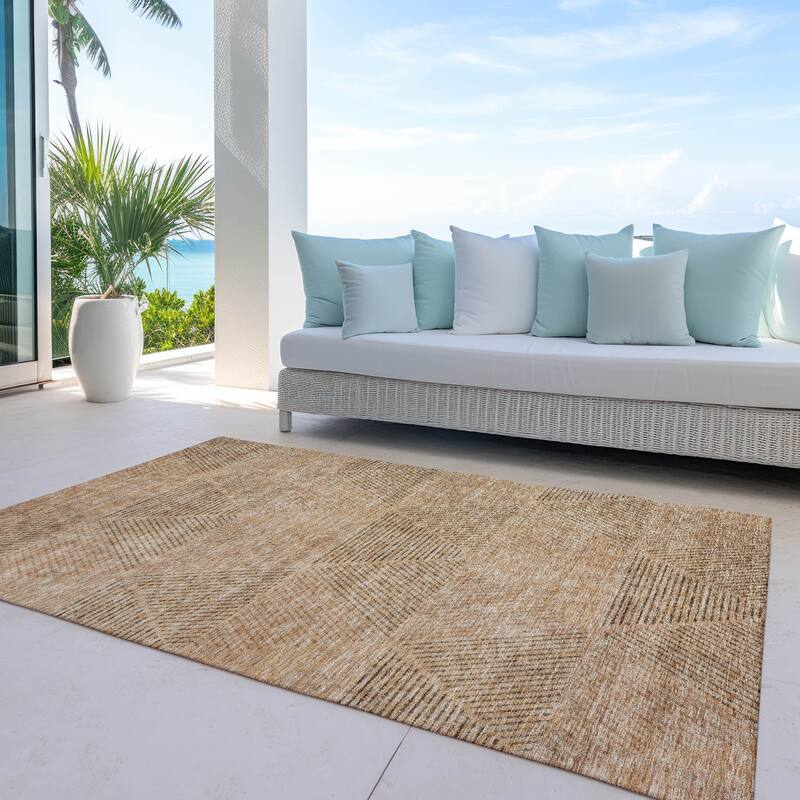 Machine Washable Indoor/ Outdoor Chantille Contemporary Prism Rug - Copper - 3' x 5'