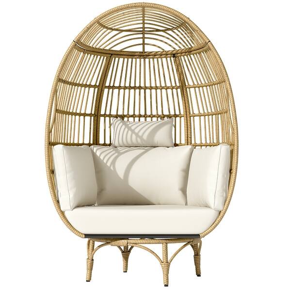 Moasis Outdoor Patio Wicker Ratten Swivel Basket Egg Chair with