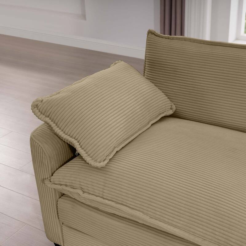 L-shaped Chaise Sectional Sofa with Ottoman and Double Cushions