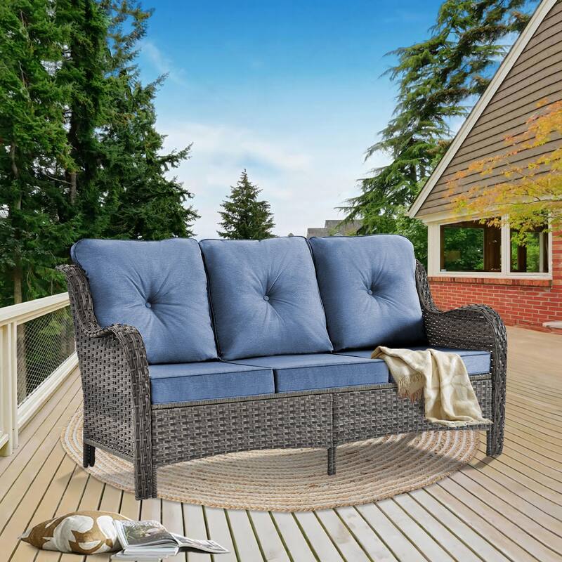 High Back Rattan Wicker Outdoor Patio Conversation Swivel chairs Sets