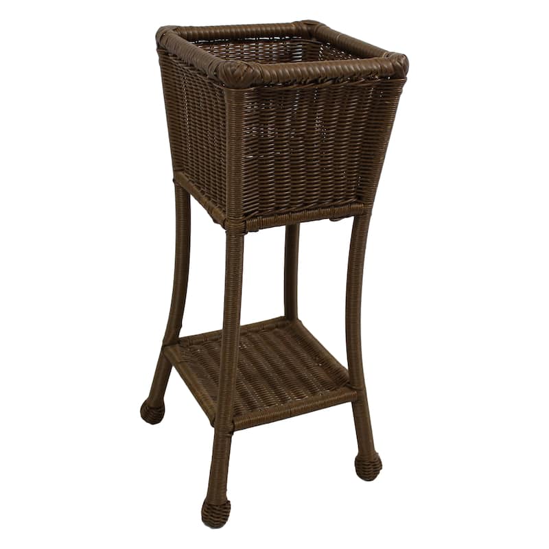 Maui Resin Wicker/ Steel Square Planter - Mocha