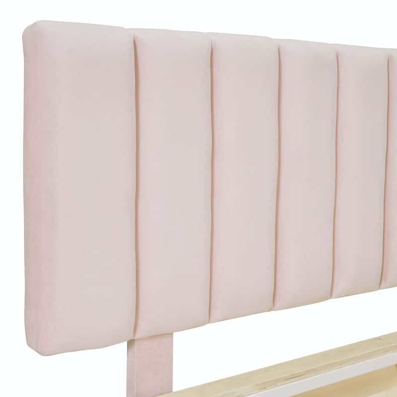 Queen Size Upholstered Floating Bed with LED Light and USB Port
