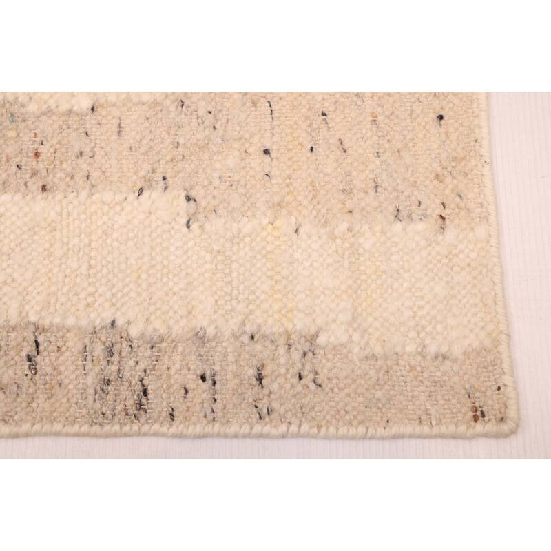 ECARPETGALLERY Flat-Weave Marrakech Cream Wool Kilim - 5'6 x 7'4