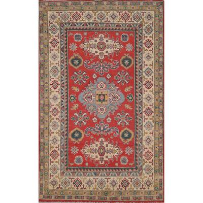 Red Traditional Kazak Oriental Area Rug Handmade Bedroom Wool Carpet - 3'11" x 6'1"