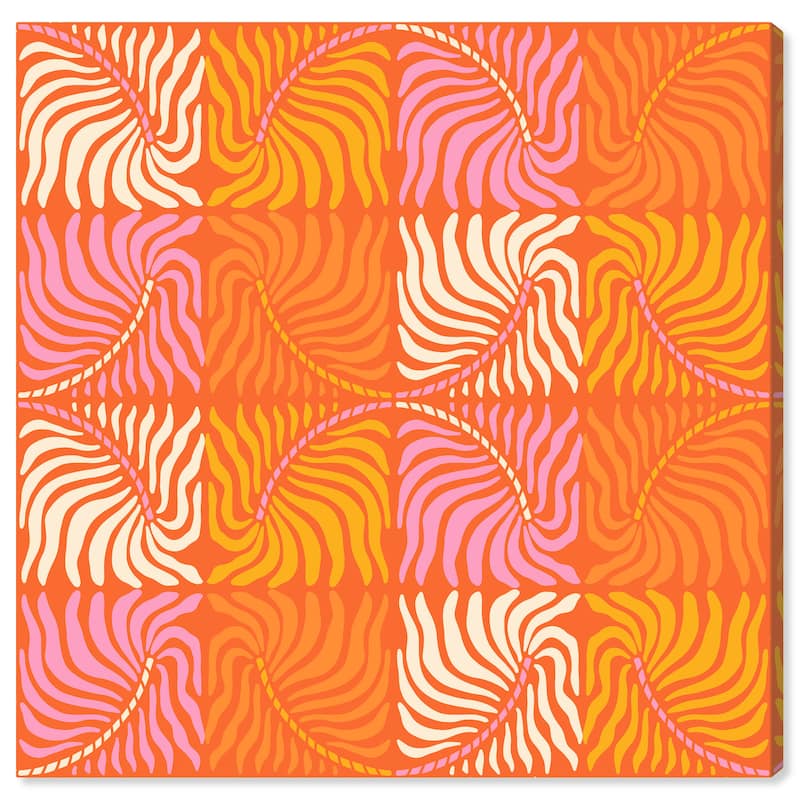 Wynwood Studio Canvas Fashion and Glam The Summer Towel for Couples Orange and Modern & Contemporary Wall Art Canvas Print - 30 x 30