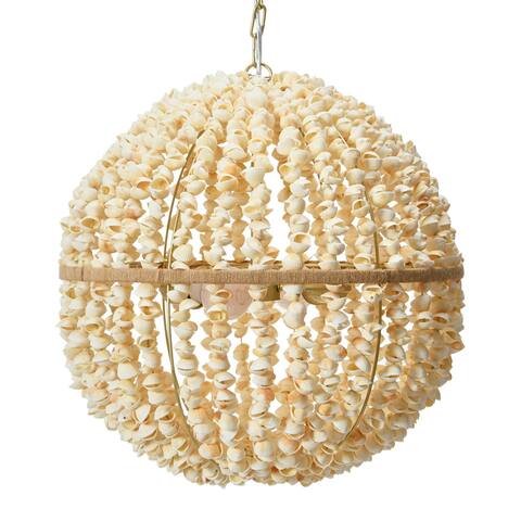 19" Round Ball Metal and Shell Ceiling Light - 19H x 19L x 19W