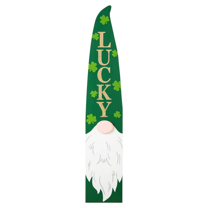 Glitzhome 42"H St. Patrick's Wooden Gonme Porch Decor