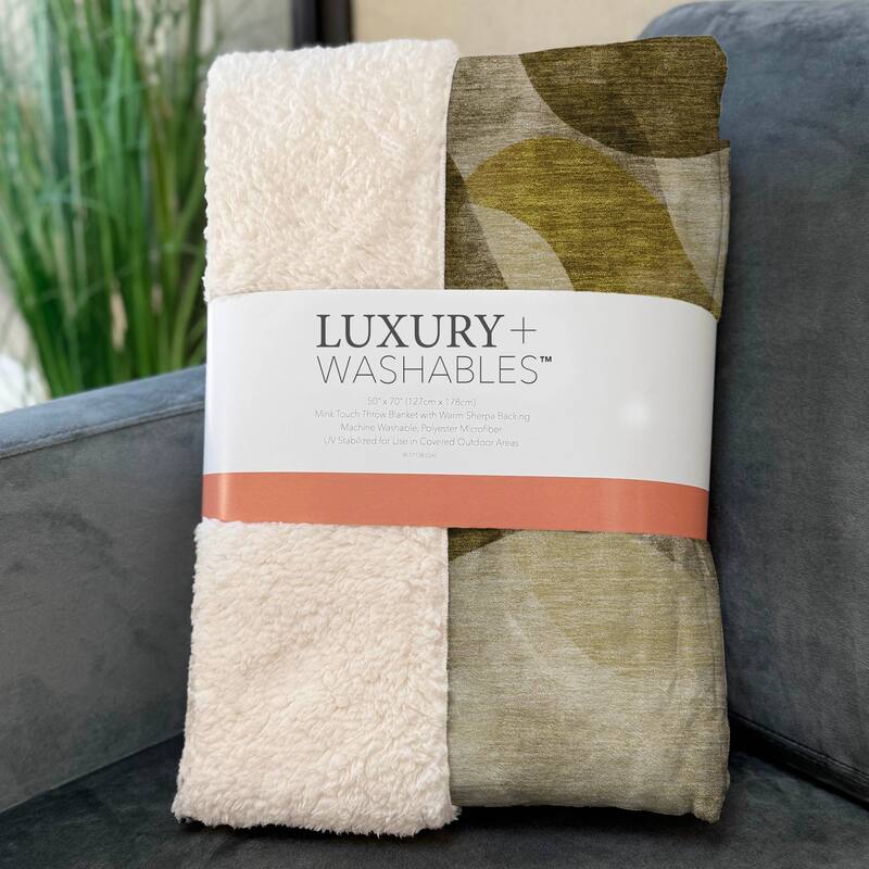 Premium Machine Washable Abstract Contemporary Sherpa Throw Blanket