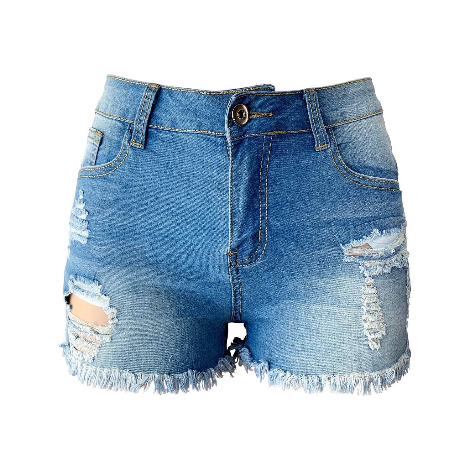 ladies ripped denim shorts