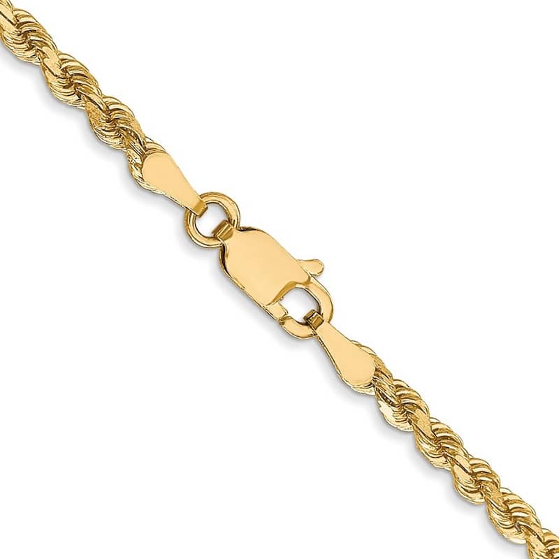 Curata 10k White Gold 2.75mm Sparkle Cut Rope Chain Bracelet Options: 7" 8"