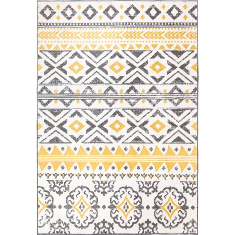 World Rug Gallery Distressed Boho Geometric Area Rug