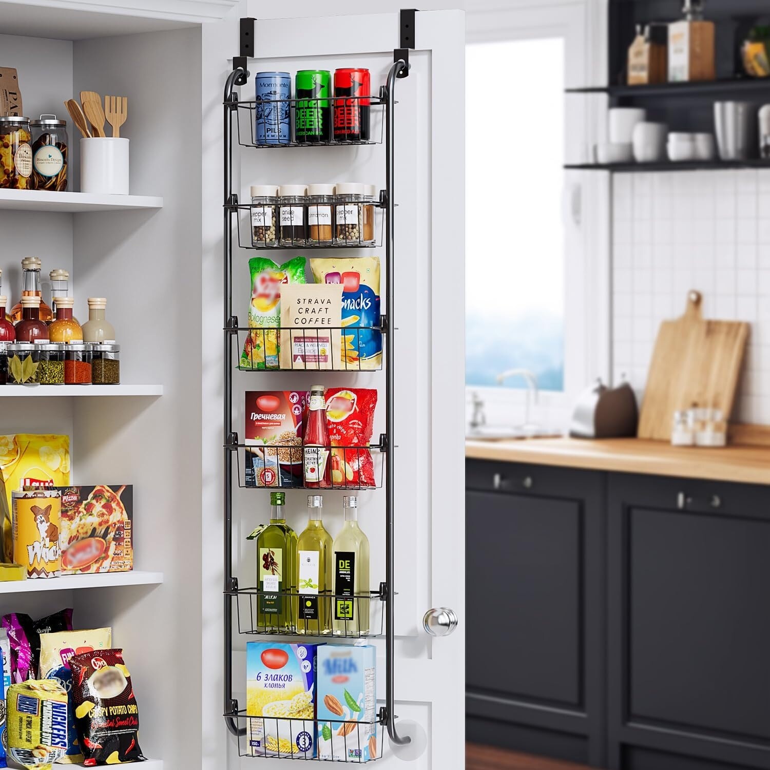 Metal Pantry Organizers and Storage, 6-Tier Over the Door