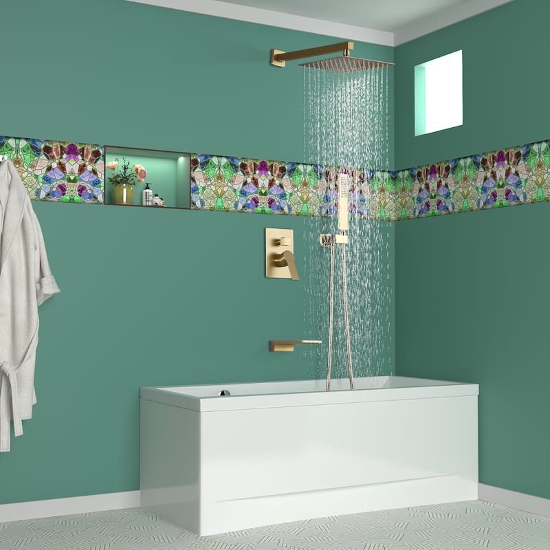 Wall Mount Shower Faucet and Tub Faucet with 10 inch Fixed Shower Head