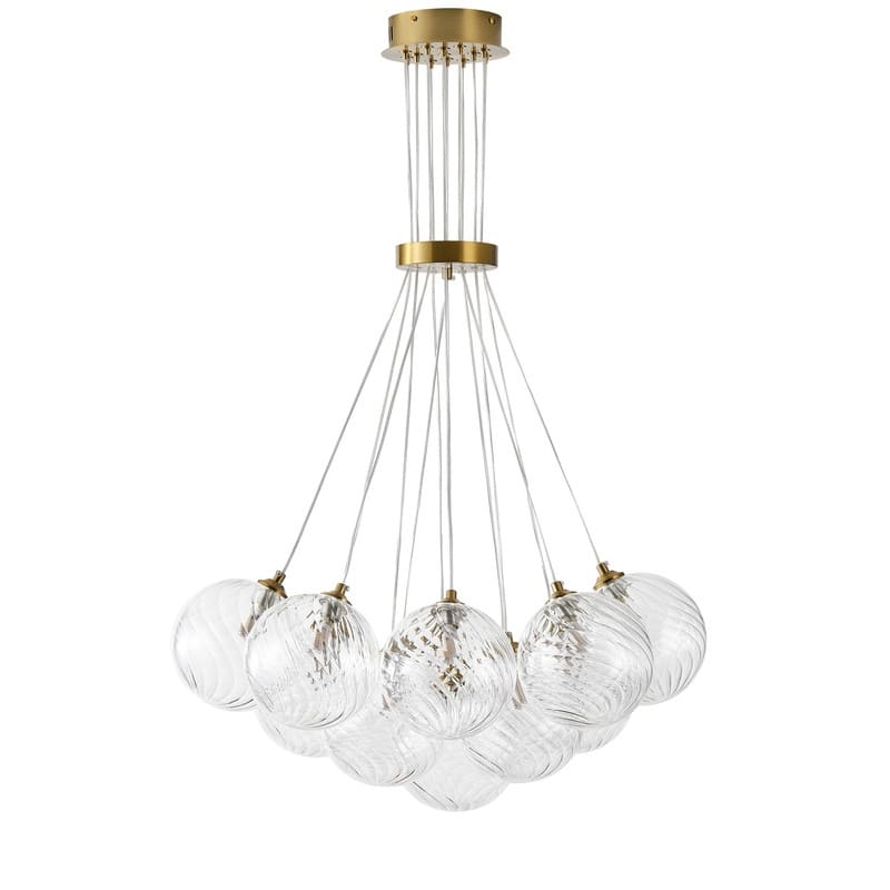 Modern 13‑Light Textured Glass Globe Chandelier - N/A